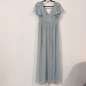 Birdy Grey Sage Hannah Empire Maxi Dress with Pockets and Flutter Sleeves size m